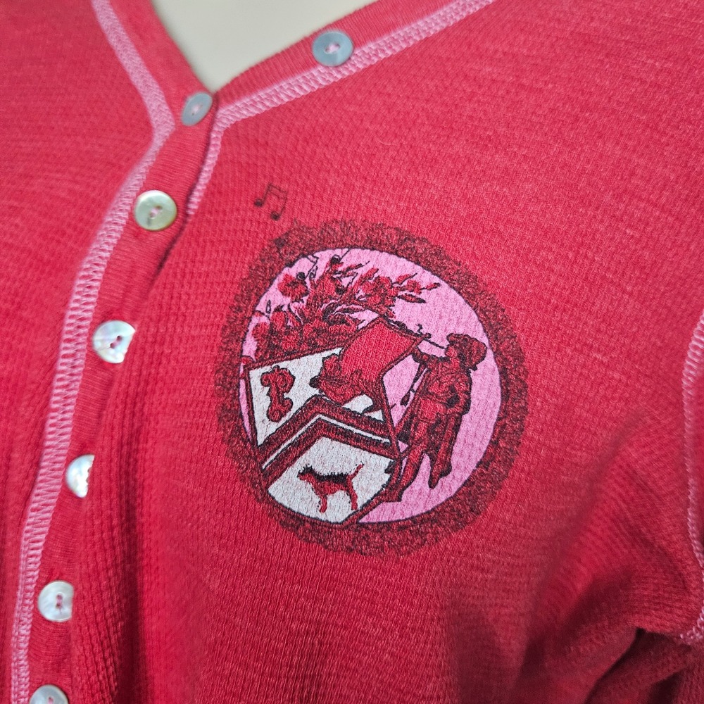 Victorias Secret PINK Red Thermal Henley Long Sleeve - Picture 3 of 6